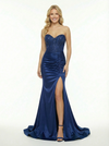 Elegent Beaded Satin Sweetheart Floor Length Mermaid Party Prom Dresses