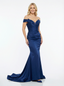 Elegent Satin Beaded Floor Length Off Shoulder Party Prom Dresses