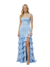 Charming Halter Boning Tiered Ruffles Satin Mermaid Chiffon Prom Dress