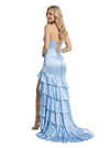 Charming Halter Boning Tiered Ruffles Satin Mermaid Chiffon Prom Dress