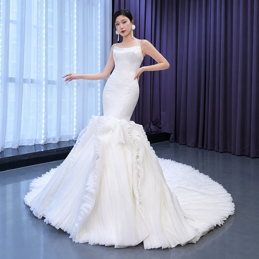 ChicSew Sparkly Spaghetti Straps Ball Gown Mermaid Wedding Dress