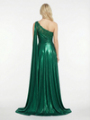 Sparkly Metallic Floor Length One Shoulder Party Prom Dresses