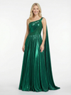 Sparkly Metallic Floor Length One Shoulder Party Prom Dresses