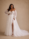 ChicSew Romantic Sweetheart Long Sleeves Side Slit Tulle A-Line Wedding Dress With Lace Appliques