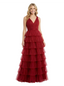 Stunning Ball Gown Prom Dresses V-Neck Multi-Layered Ruffle Tulle Prom Dress Fancy Formal Event Gown