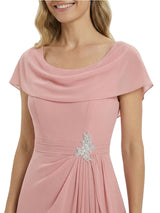 Unique Off Shoulder Ruffles Side Slit Floor-Length Chiffon Mother Of The Bride Dress