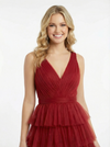Stunning V-Neck Multi-Layered Ruffle Tulle Prom Dress Fancy Formal Event Gown