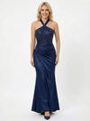 Glamorous Halter Neck Top Sequin Prom Dress Ruched Satin Mermaid Gown