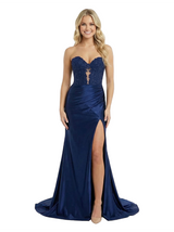 Beautiful Lace Applique Mermaid  Side Slit Strapless Sweetheart Prom Dress