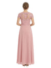 Sophisticated Lace Cap Sleeves A-Line Floor-Length Chiffon Mother Of The Bride Dress