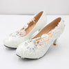 Lace Silver Sequins Decorated White Wedding Shoes High Heels Women's Wedding Shoes