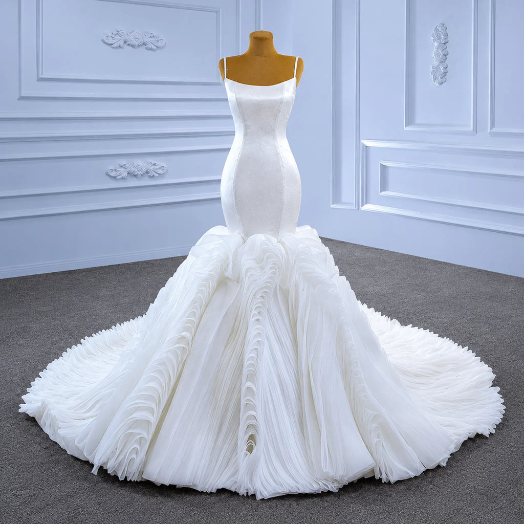 ChicSew Sparkly Spaghetti Straps Ball Gown Mermaid Wedding Dress