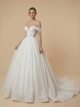 Shiny A-Line Off Shoulder Boning Maxi Long Sequin Wedding Dresses Online