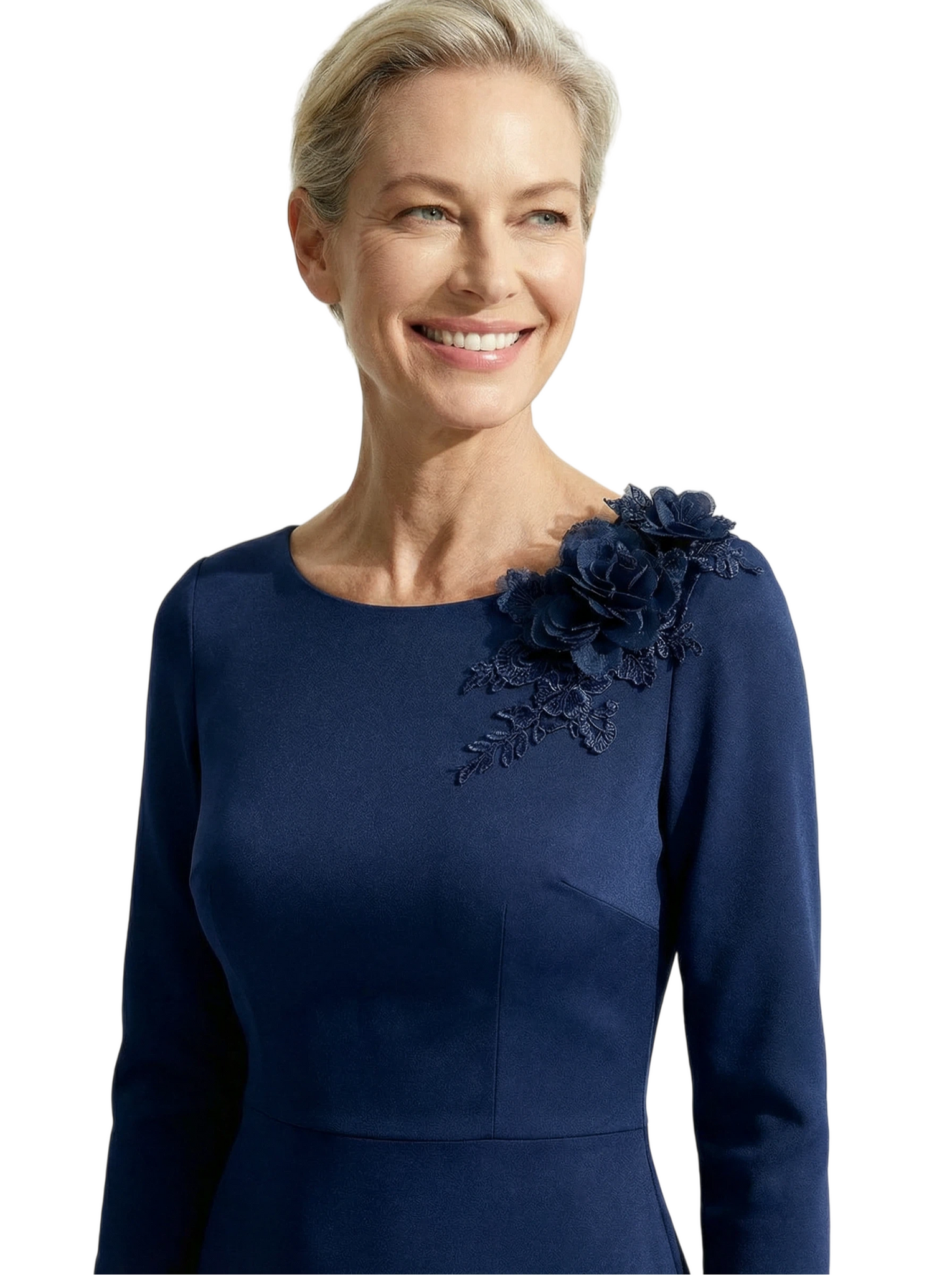 Chicsew Elegant Scoop Long Sleeves Mermaid Mother of The Groom Dress With Floral Details