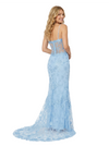 Sexy Spaghetti Straps V-Neck Lace See Through Mermaid Floor-Length Prom Gown