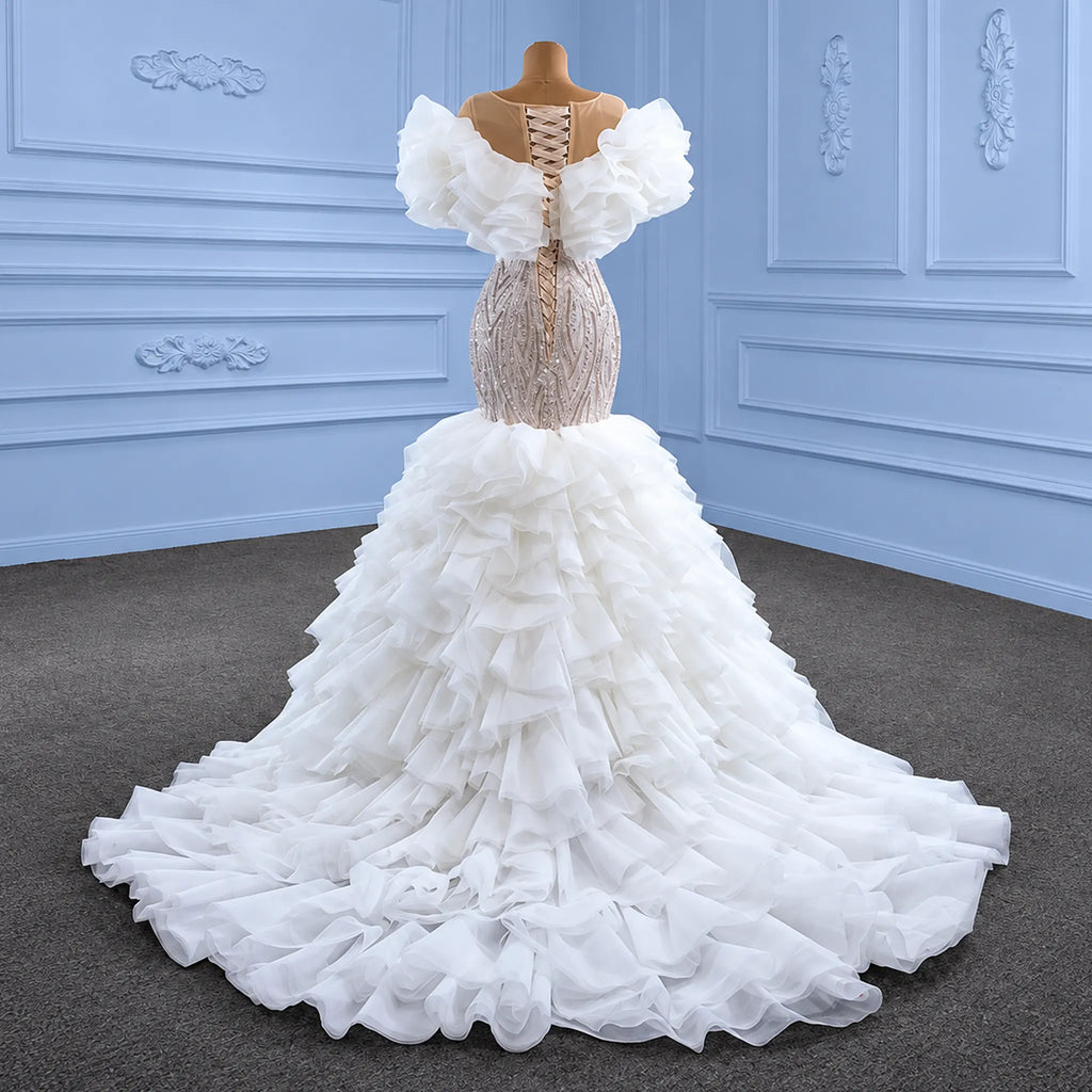 ChicSew Sparkly Illusion Sequined Mermaid Ball Gown Wedding Dress