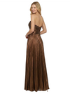 Sexy Deep V-Neck Sleeveless Strapless Pleated Metallic A-Line Maxi Prom Gown