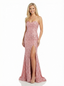 Strapless Sweetheart Prom Gown Mermaid Sequin Long Formal Dress With Side Slit