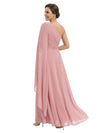 Modern One Shoulder Ruched A-Line Floor-Length Chiffon Mother Of The Bride Dress
