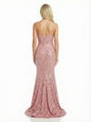 Strapless Sweetheart Prom Gown Mermaid Sequin Long Formal Dress With Side Slit