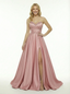 Classy Sweetheart Formal Lace Beaded Prom Dress  A-Line Long Satin Party Gown