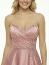 Classy Sweetheart Formal Lace Beaded Prom Dress  A-Line Long Satin Party Gown