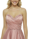 Classy Sweetheart Formal Lace Beaded Prom Dress  A-Line Long Satin Party Gown
