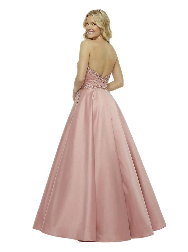 Modern Sweetheart Ruched Satin Lace A-Line Formal Prom Dress Side Slit
