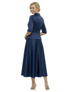 Unique Silky Satin Tea-Length Two Piece Mother Of The Bride Dress With Bow Knot