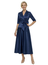 Unique Silky Satin Tea-Length Two Piece Mother Of The Bride Dress With Bow Knot