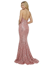 Modern Strapless Sleeveless V-Neck Sequin Prom Dress Mermaid Floor Length Gown