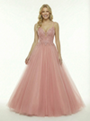 Classy Lace Beaded  A-Line Long Tulle Evening Prom Dress