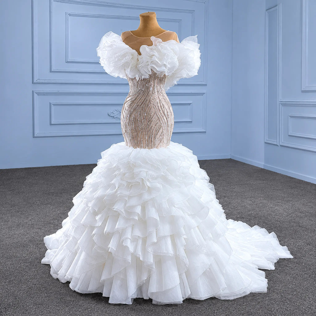 ChicSew Sparkly Illusion Sequined Mermaid Ball Gown Wedding Dress