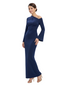 Chicsew Elegant Asymmetric Long Sleeves Ruched Mermaid Mother of The Groom Dress