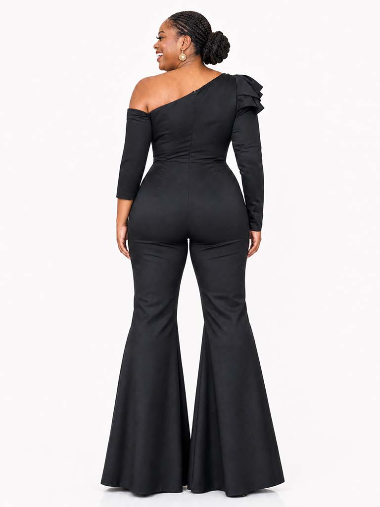 ChicSew Asymmetric Long Sleeves Soft Satin Floor-Length Bridesmaid Pantsuits