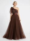 Charming One Shoulder Tulle Prom Dress with Sequin Bodice