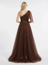 Charming One Shoulder Tulle Prom Dress with Sequin Bodice