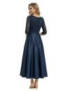 Chicsew Elegant Lace TOP 3/4 Sleeve Satin A-Line Mother of The Bride Dresses With Bow Knot