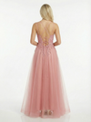 Classy V-neck A-Line Long Lace Beaded Party Prom Dress