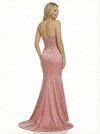 Sexy Strapless Sweetheart Prom Gown Mermaid Long Satin Dress With Lace Applique