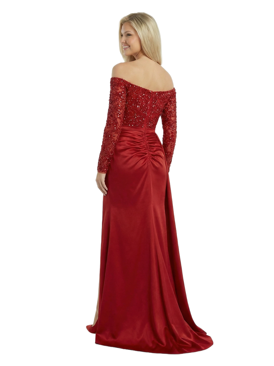 ChicSew Classy Long Sleeves Prom Dress Sequin Satin Mermaid Floor Length Formal Evening Gown