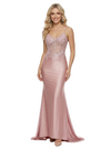 ChicSew Classy Spaghetti Straps V-Neck Corset Prom Dress Satin Lace Mermaid Evening Gown