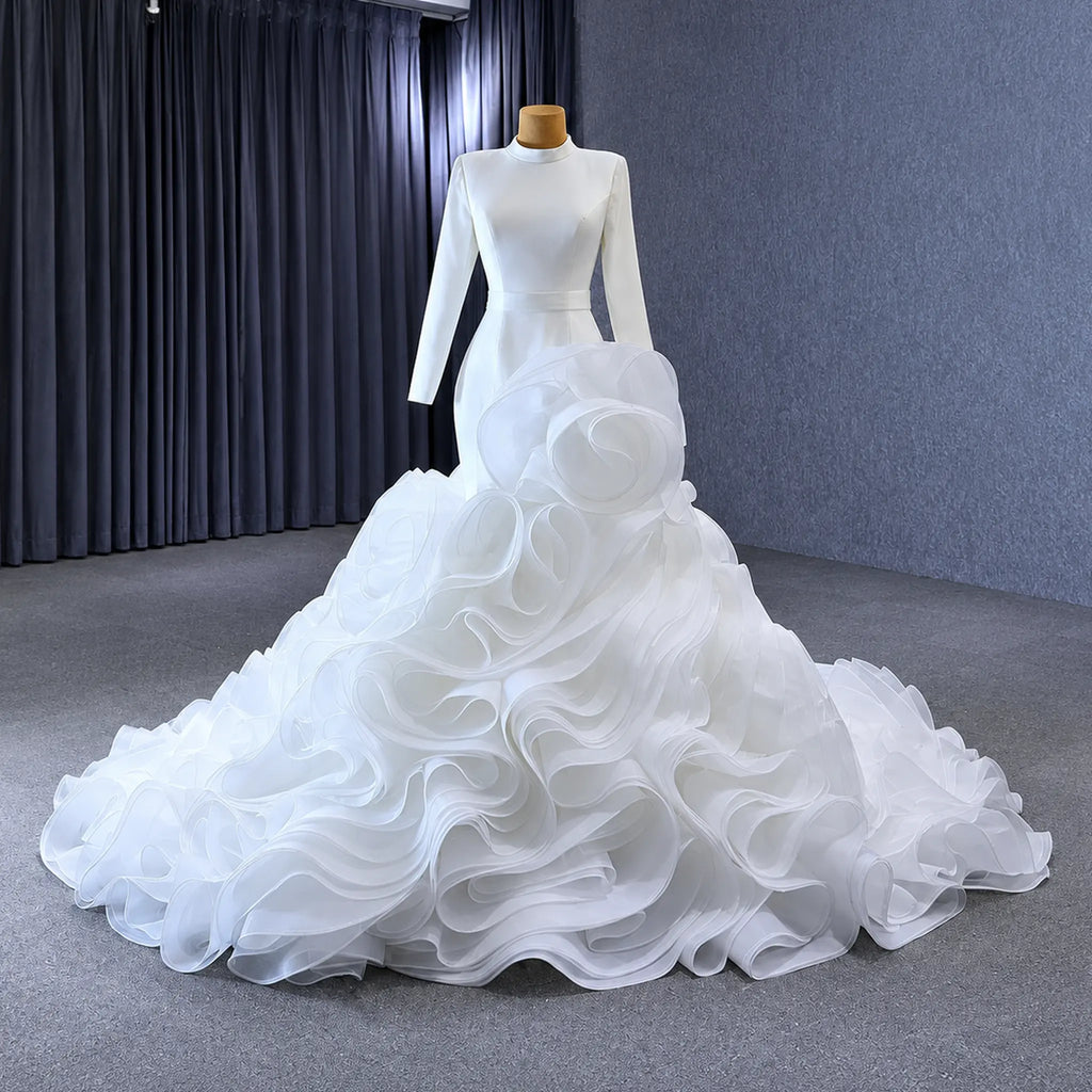 ChicSew Luxurious High Neck Long Sleeves Ball Gown Wedding Dress