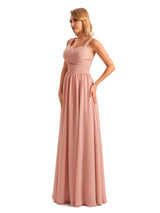 Elegant A-line Chiffon Straps Sleeveless Long Mother of the Brides Dresses Online