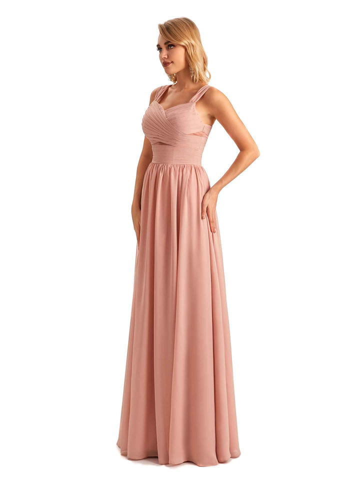 Elegant A-line Chiffon Straps Sleeveless Long Mother of the Brides Dresses Online