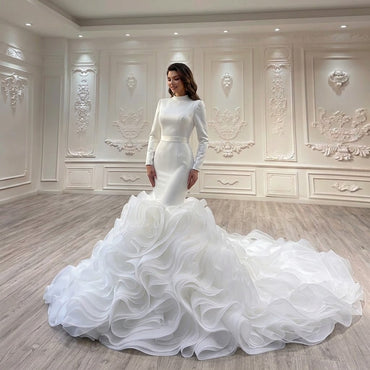 ChicSew Luxurious High Neck Long Sleeves Ball Gown Wedding Dress