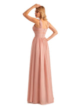 Elegant A-line Chiffon Straps Sleeveless Long Mother of the Brides Dresses Online