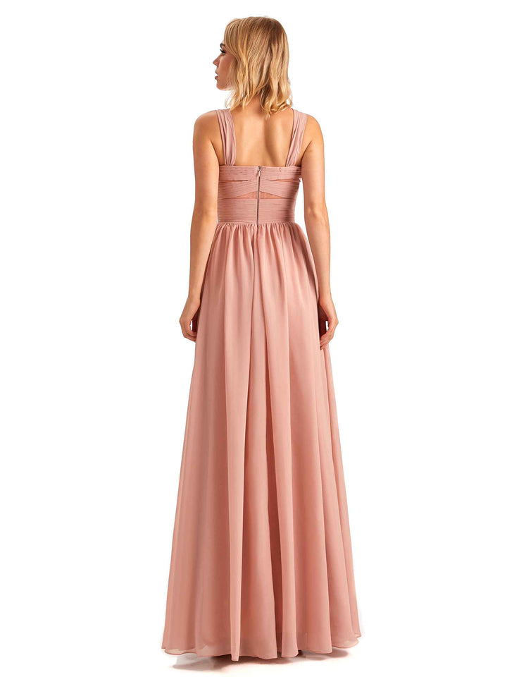 Elegant A-line Chiffon Straps Sleeveless Long Mother of the Brides Dresses Online