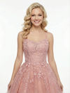 Romantic Spaghetti Strap Sweetheart Tulle Prom Dress With Lace Applique