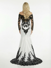 Chic Off Shoulder Satin Mermaid Prom Dress With Lace Applique
